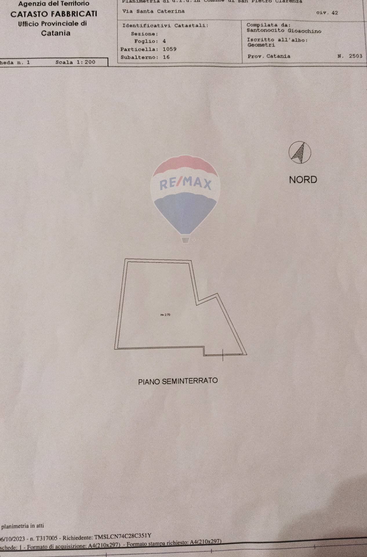 Pianta 2D - Box Via Santa Caterina
 
42, San Pietro Clarenza - planimetria 1