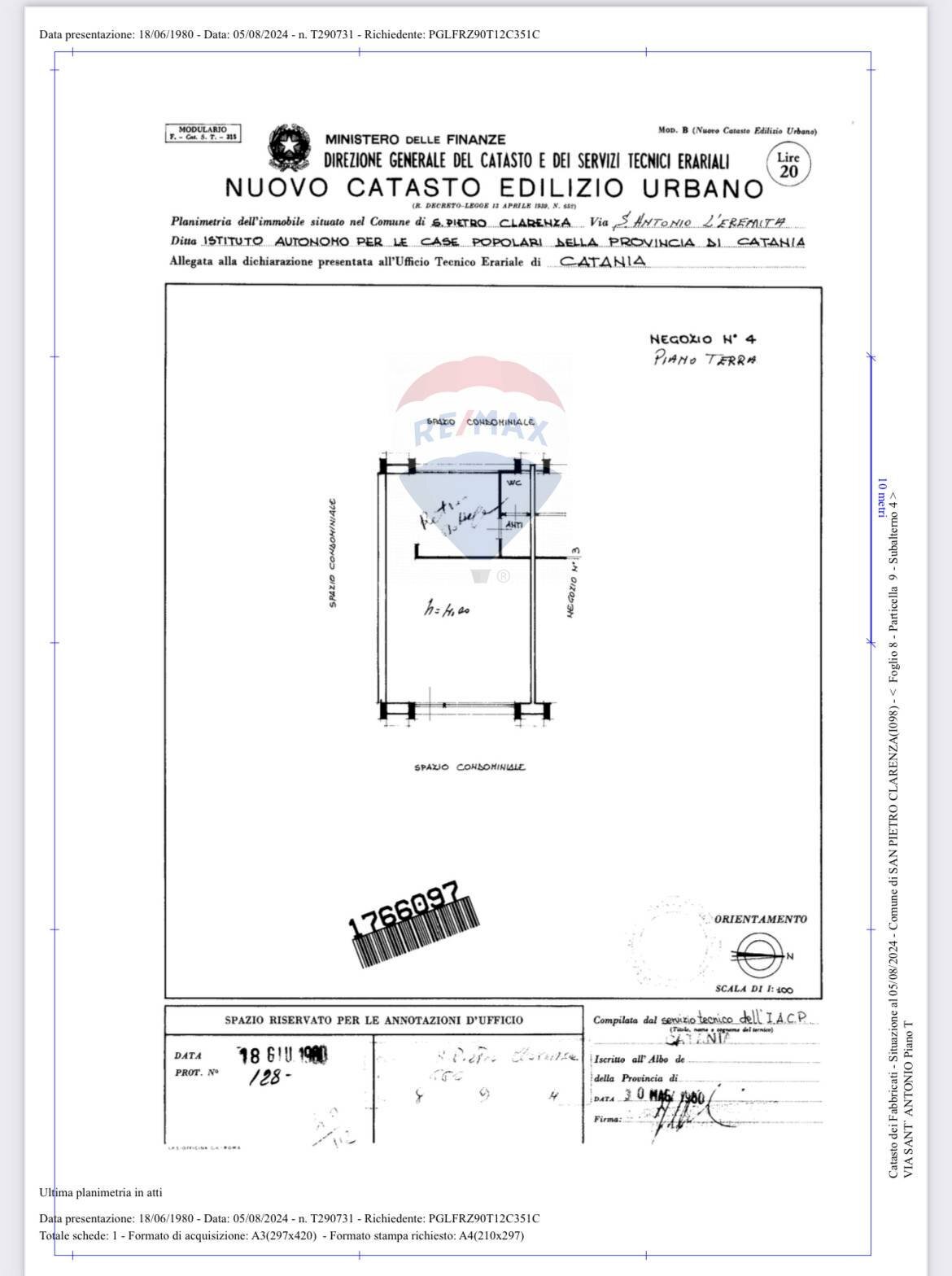 Pianta 2D - Negozio PIAZZALE ITALIA
 
18, San Pietro Clarenza - planimetria 1