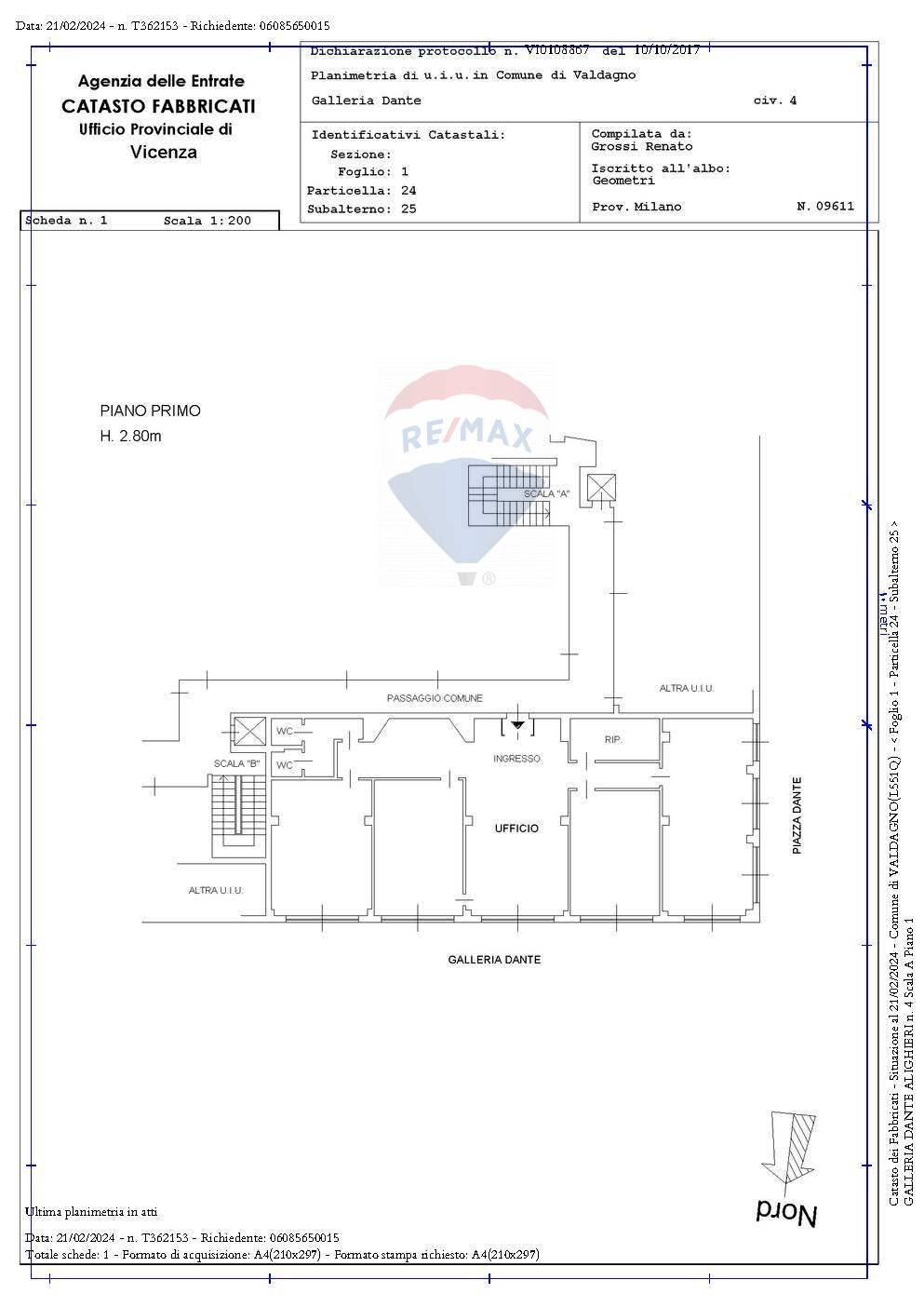 Pianta 2D - Ufficio Piazza Dante
 
4, Valdagno - planimetria 1