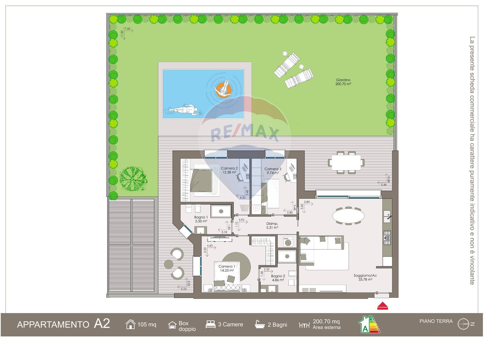 Pianta 2D - Quadrilocale VIA GRAMSCI, Bernareggio - planimetria 1