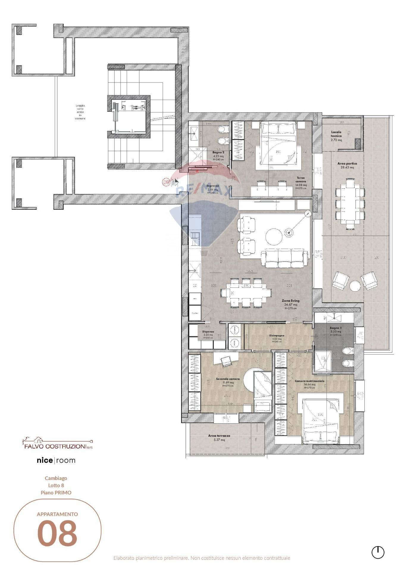 Pianta 2D - Four-room apartment VIA MARTIRI DELLE FOIBE, Cambiago - floor plans 1