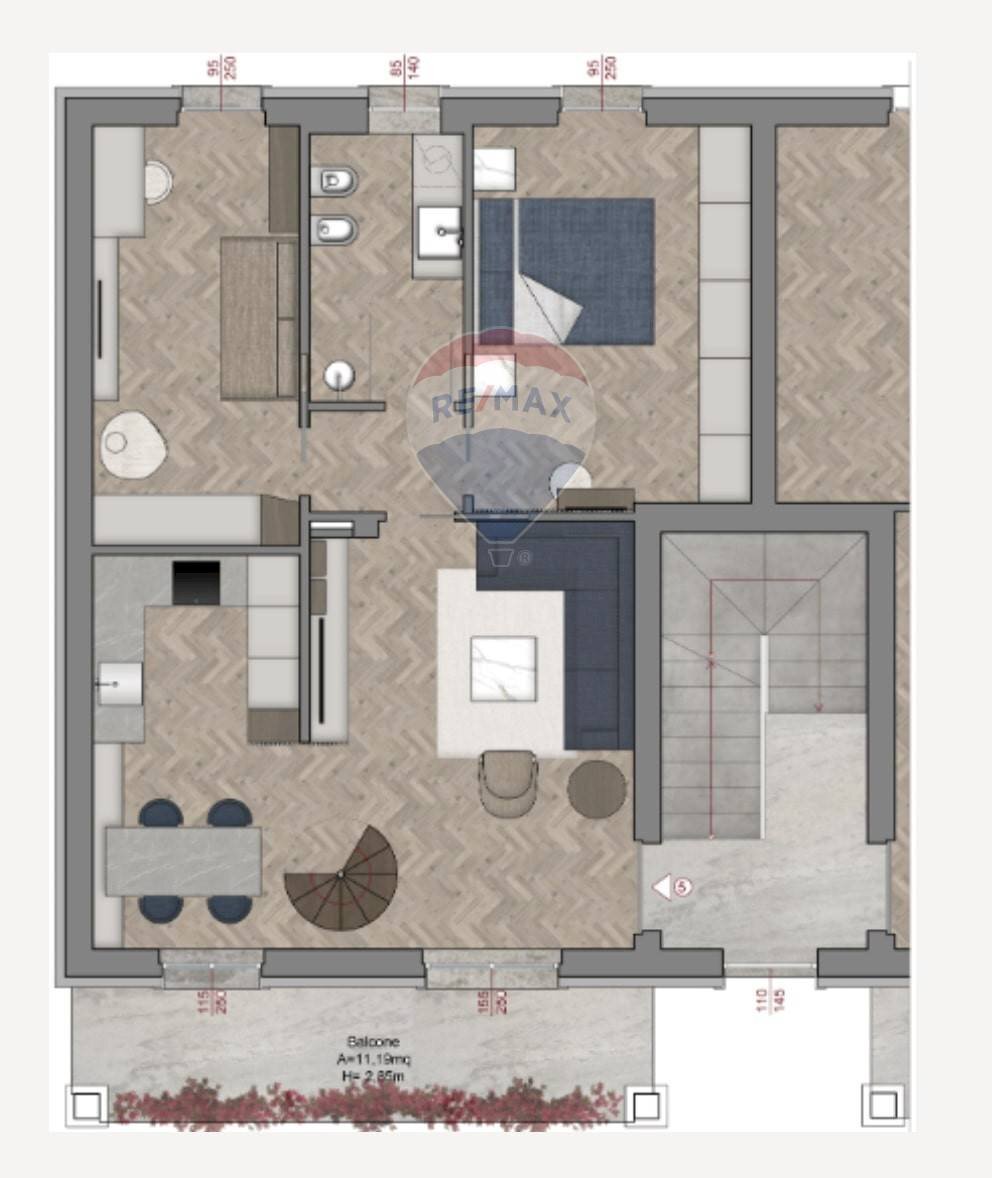 Pianta 2D - Trilocale Albuzzano - planimetria 1