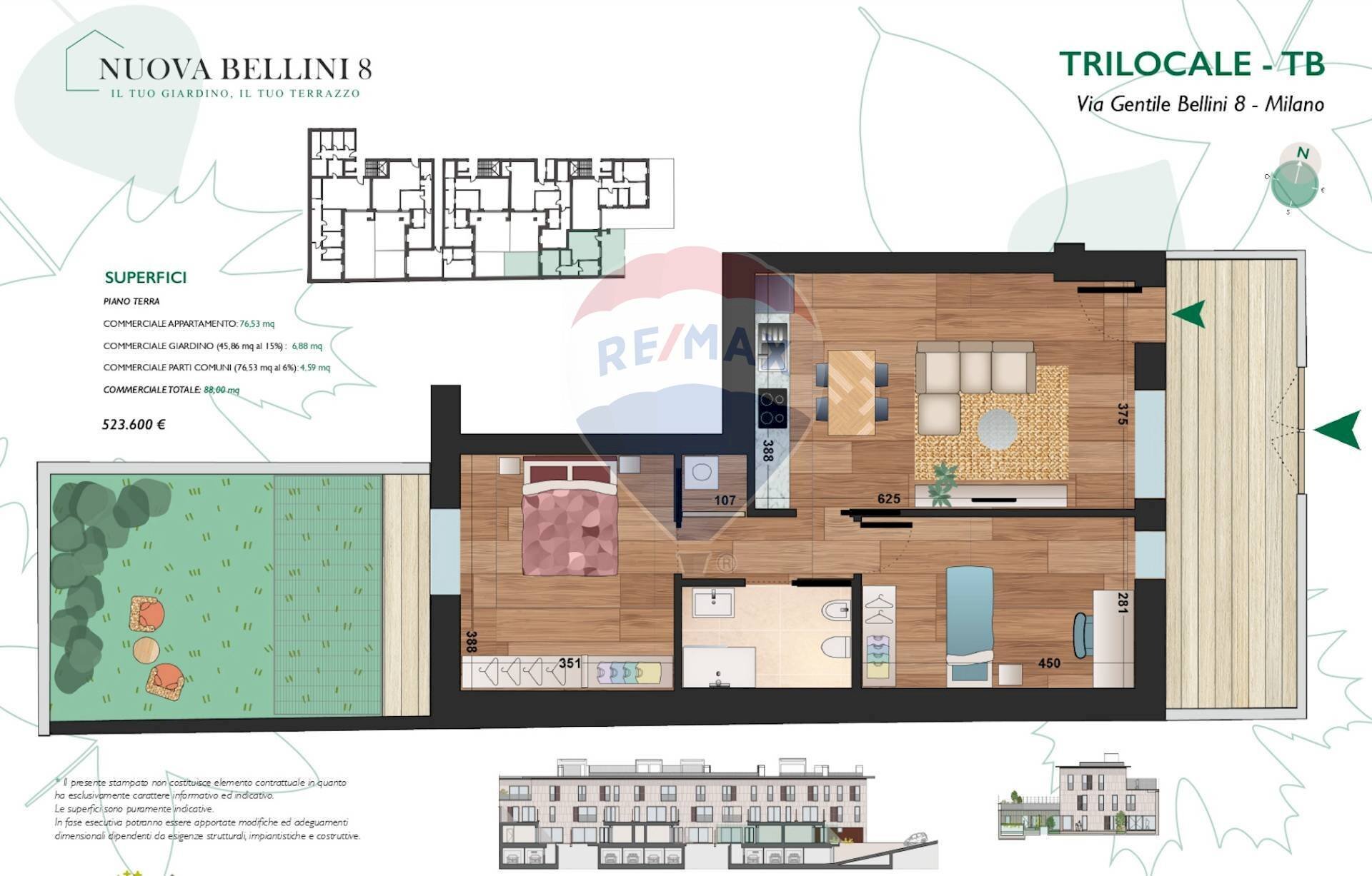 Pianta 2D - Appartamento Via Gentile Bellini
 
8, Milano - planimetria 1