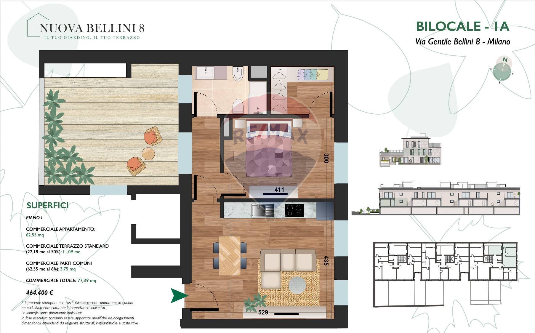 Pianta 2D - Appartamento Via Gentile Bellini
 
8, Milano - planimetria 1