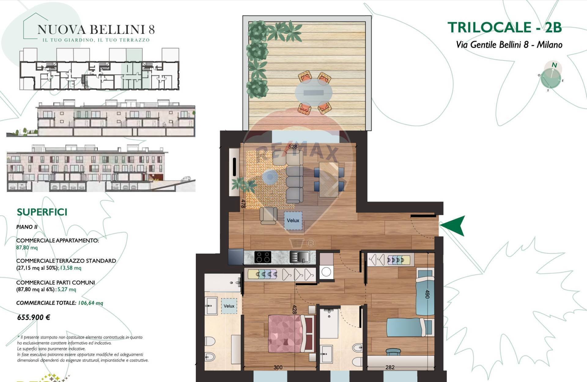 Pianta 2D - Three-room apartment Via Gentile Bellini
 
8, Milano - floor plans 1