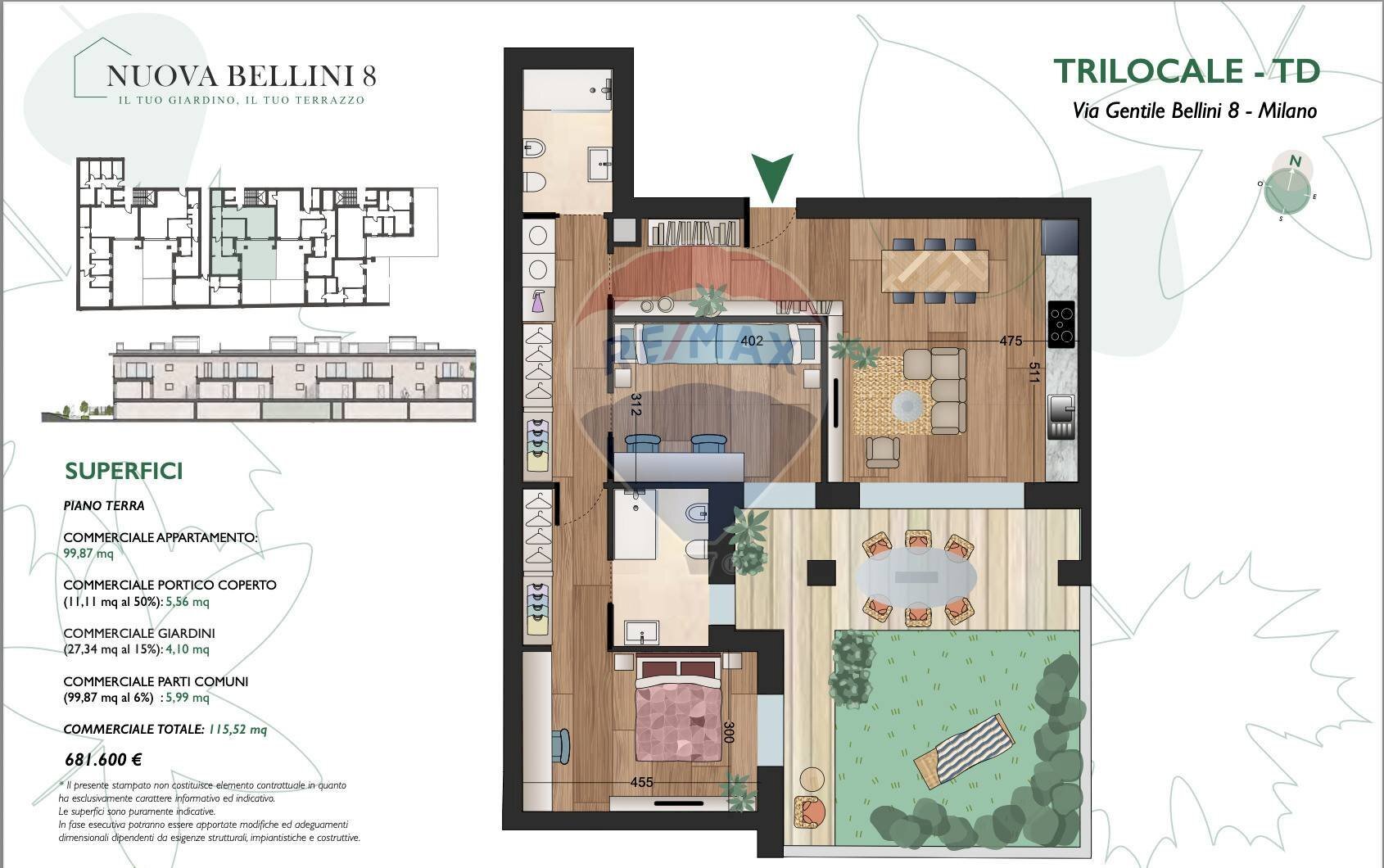 Pianta 2D - Three-room apartment Via Gentile Bellini
 
8, Milano - floor plans 1
