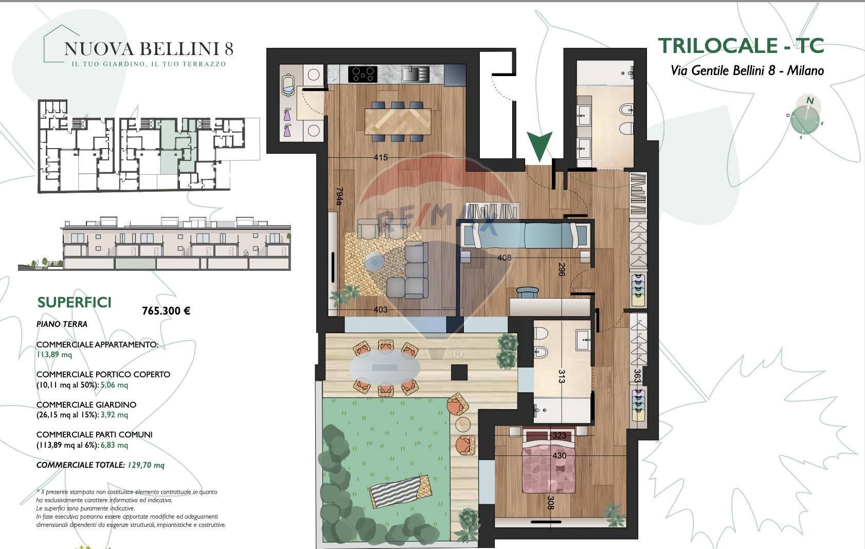 Pianta 2D - Three-room apartment Via Gentile Bellini
 
8, Milano - floor plans 1