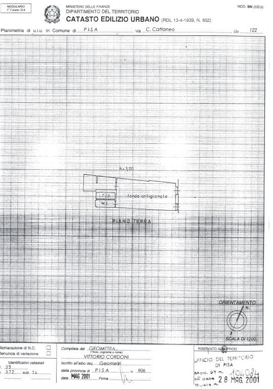 Foto 10 - Attività Commerciale Via C.Cattaneo, Pisa - planimetria 1