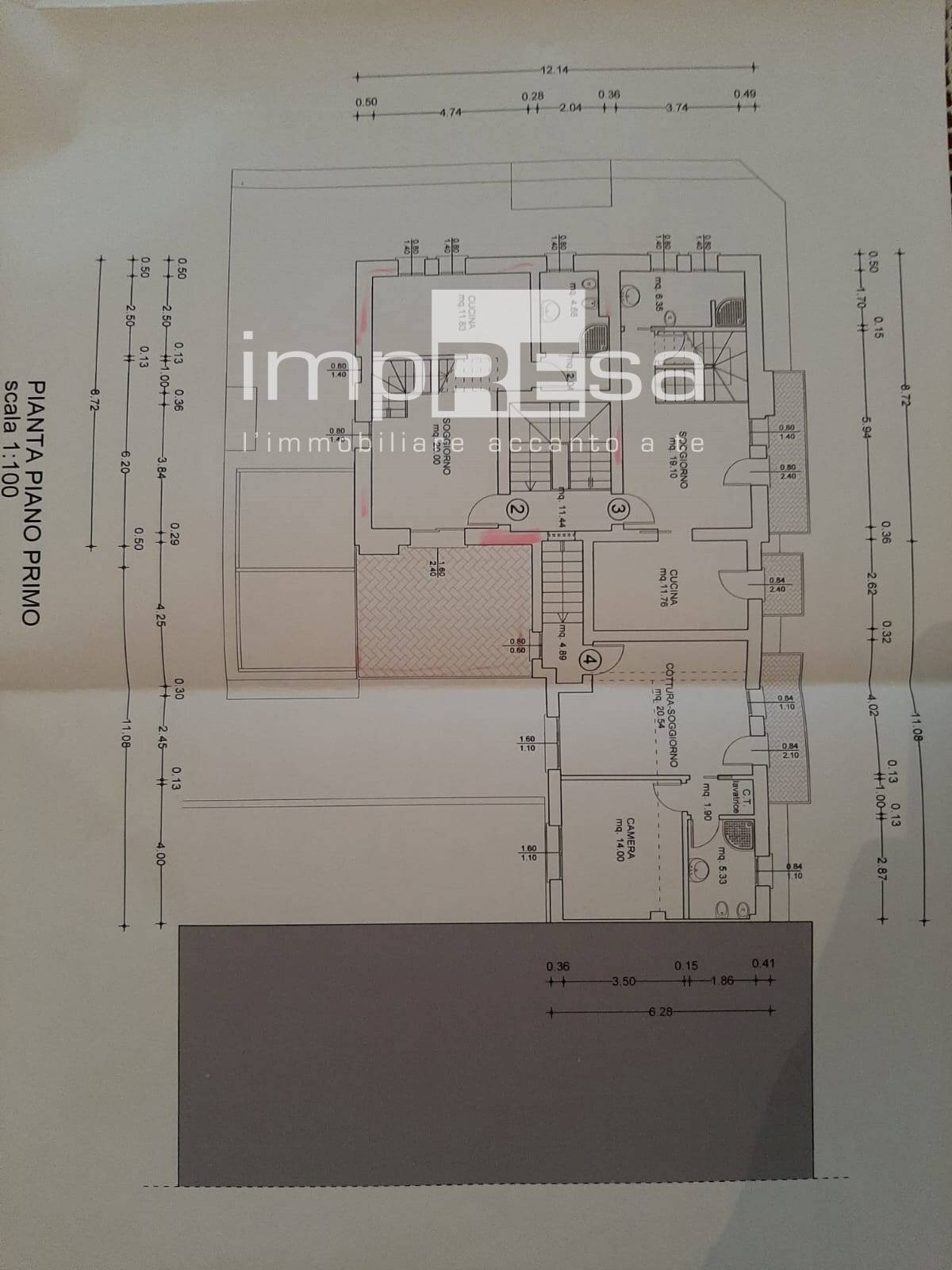 Foto 21 - Trilocale VIA GIUSEPPE VIZZOTTO, Oderzo - planimetria 1