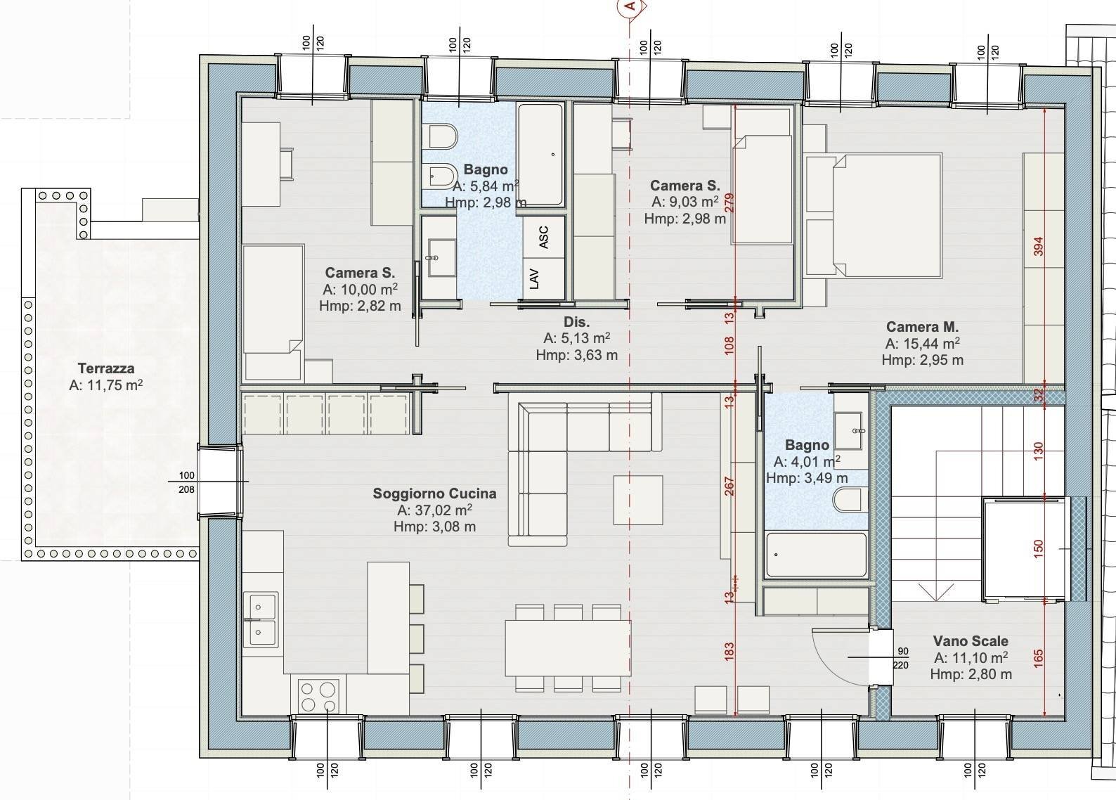 Foto 7 - Four-room apartment Via Fermi
 
2, Asolo - floor plans 1