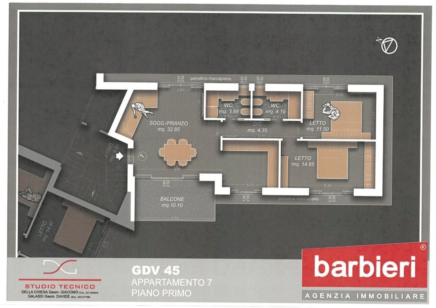 planimetria - Three-room apartment Giuseppe di Vittorio, Cervia - floor plans 1