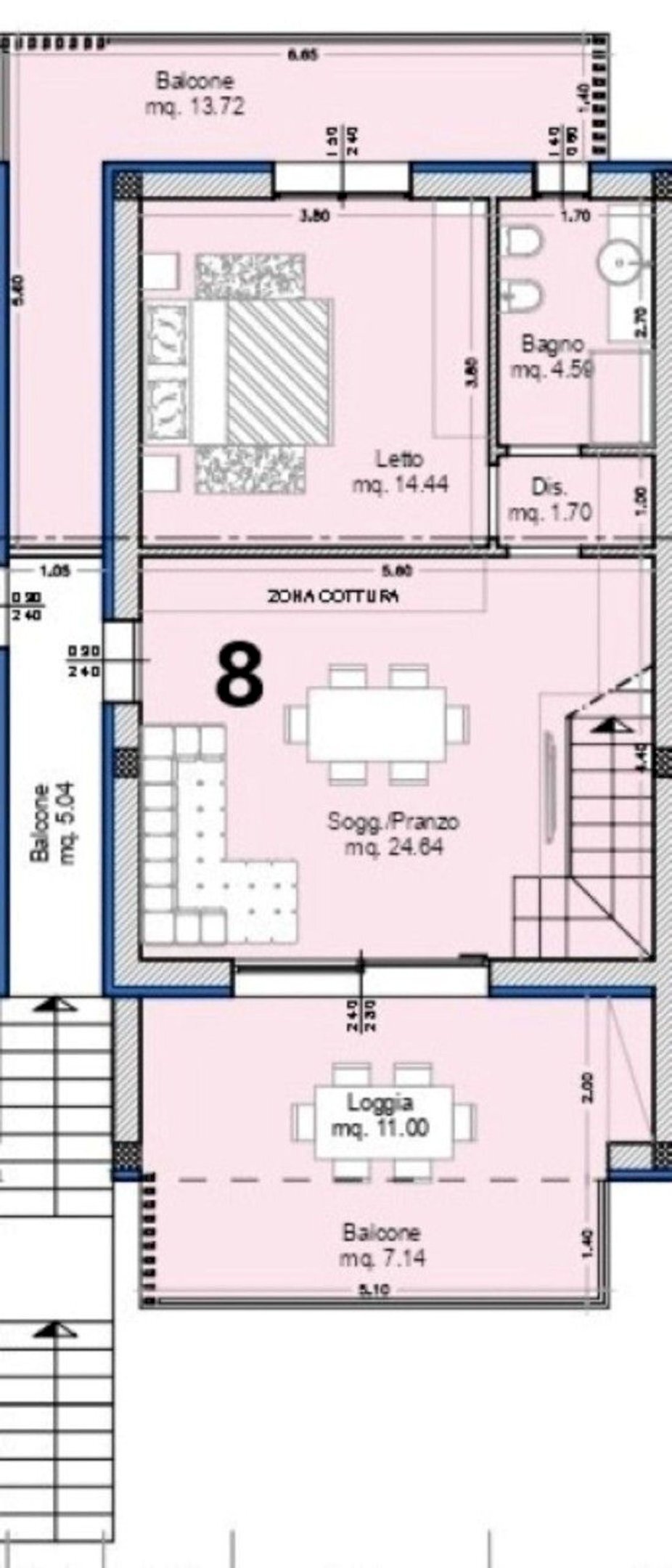 planimetria - Trilocale del Trullo, Ravenna - planimetria 1