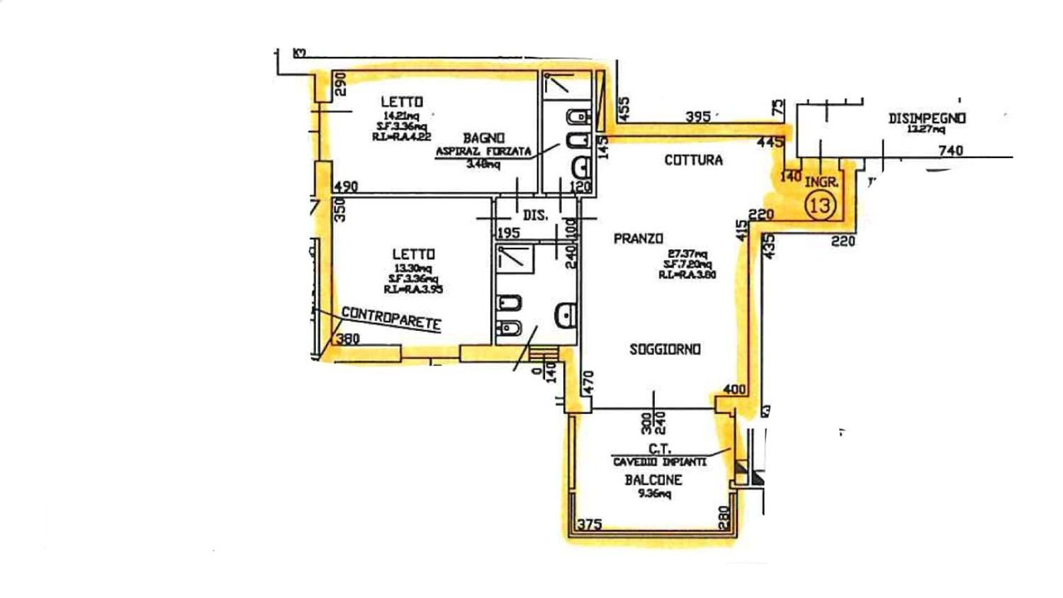 planimetria - Three-room apartment Giulio Natta, Cervia - floor plans 1