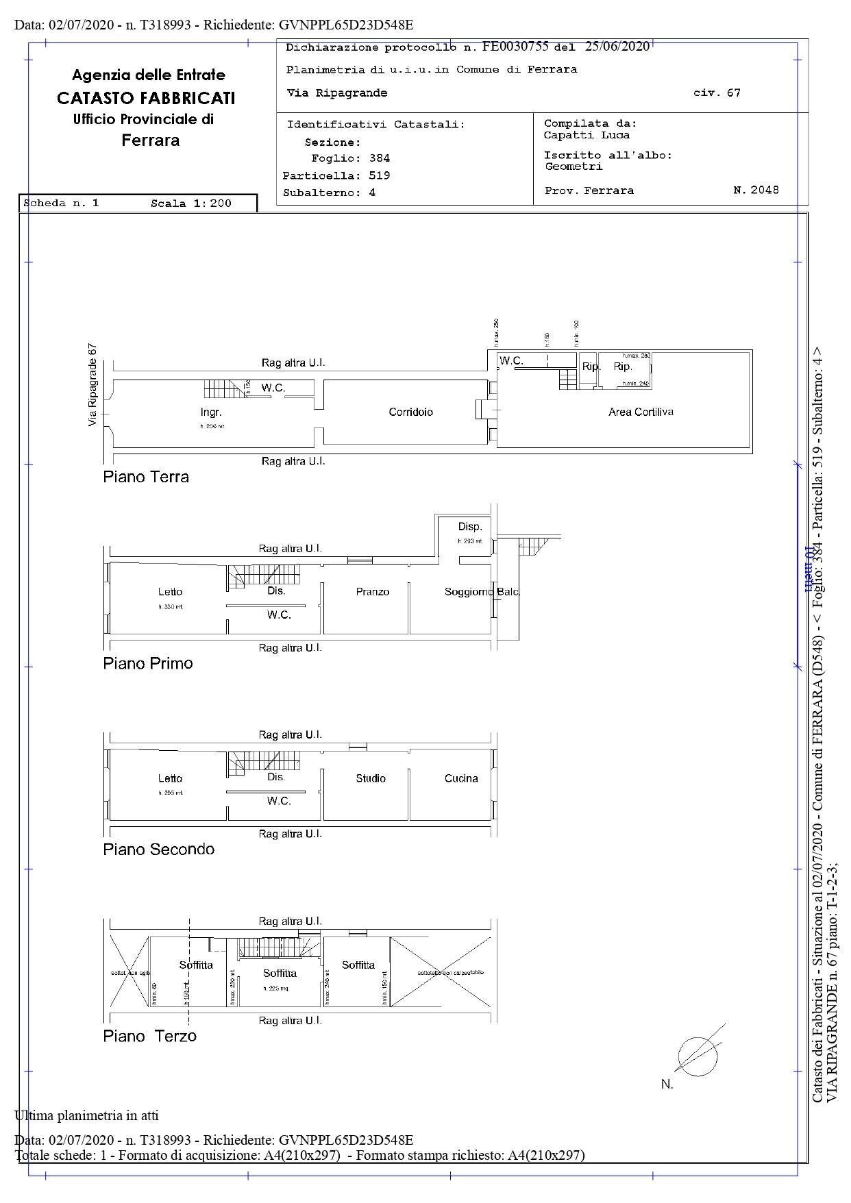 Foto 23 - Casa indipendente Via Ripagrande, Ferrara - planimetria 1