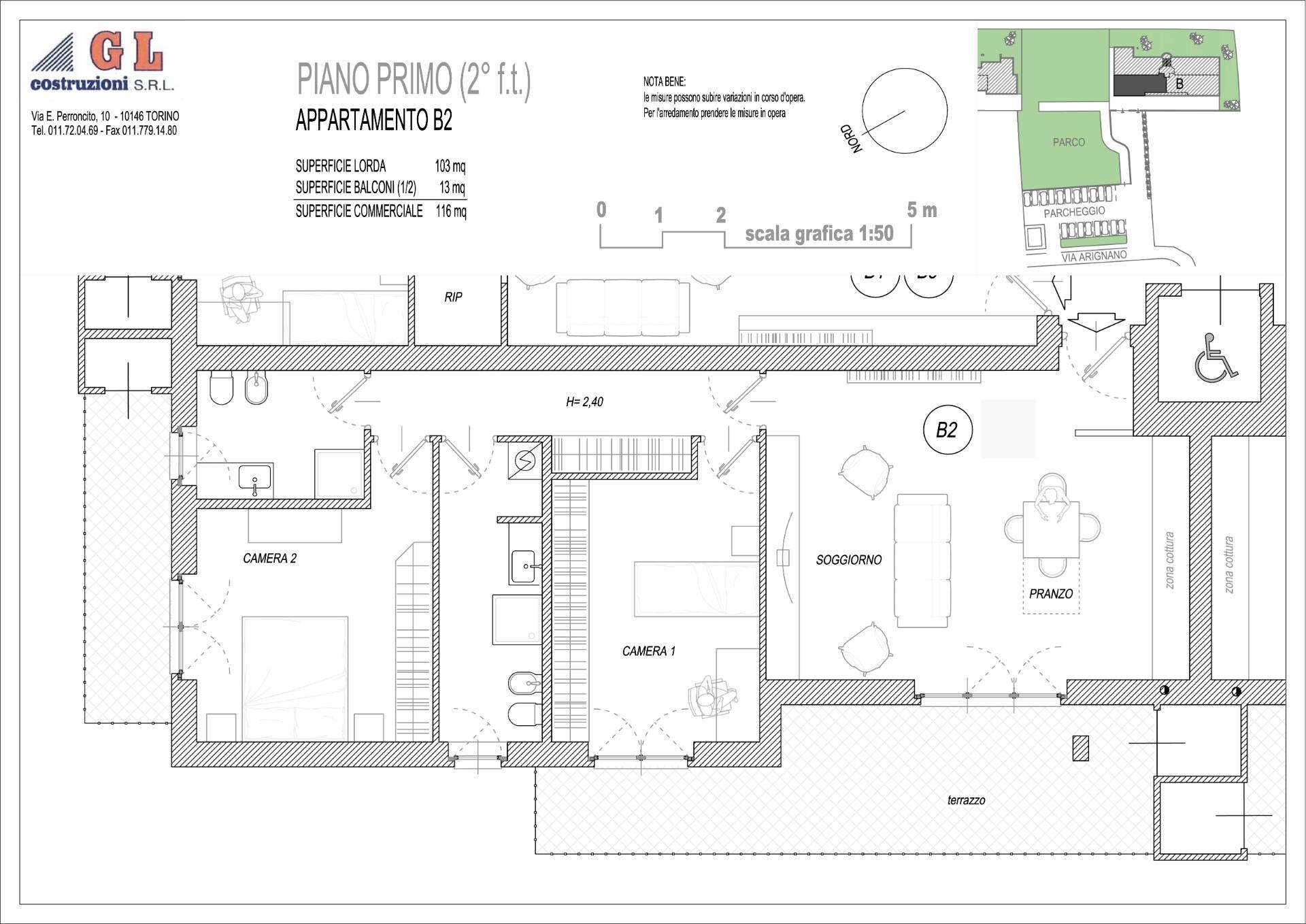 Foto 11 - Trilocale Via Biscaretti
 
11, Chieri - planimetria 1