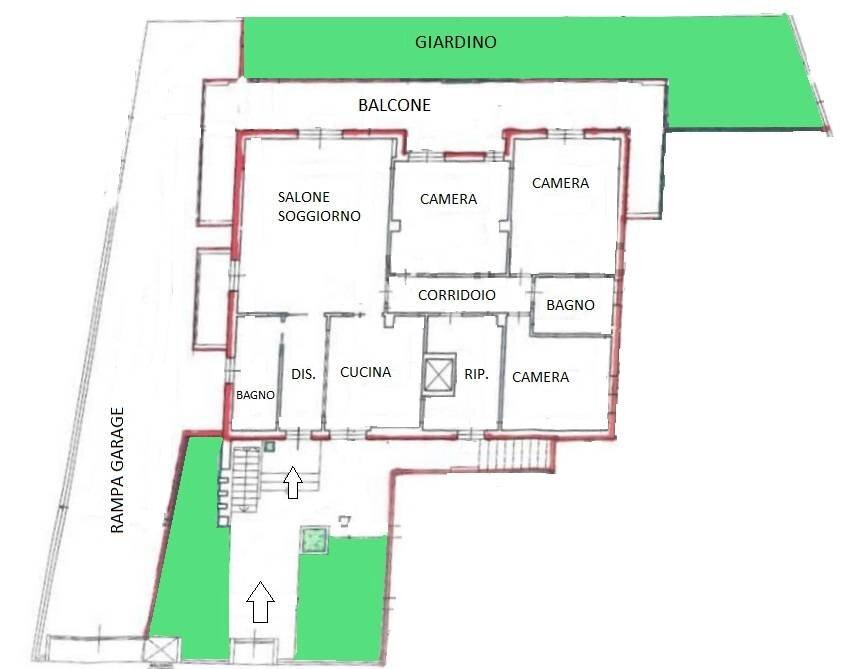 planimetria piano terra - Semi-detached house Grottammare - floor plans 1
