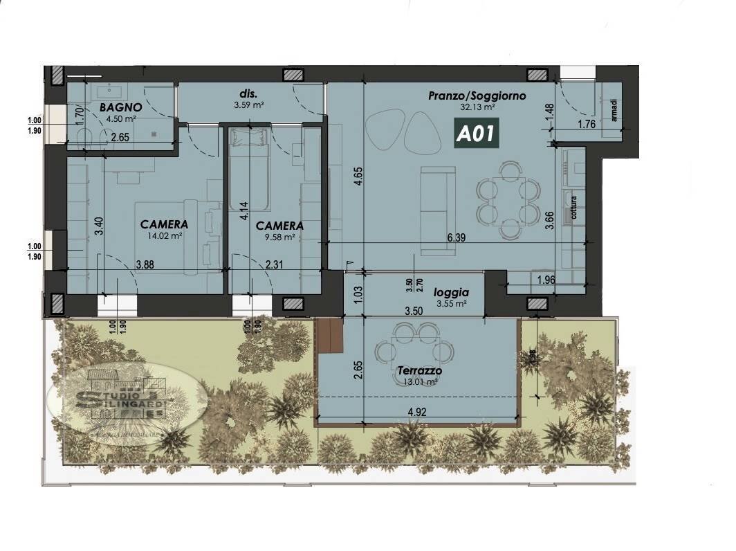 Foto 2 - Trilocale via Sant'Ambrogio, Formigine - planimetria 1