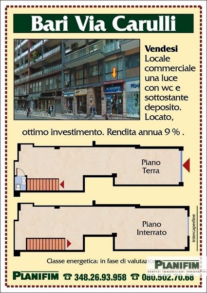 Foto 2 - Locale Commerciale Via Gian Giuseppe Carulli
 
3/A, Bari - planimetria 1