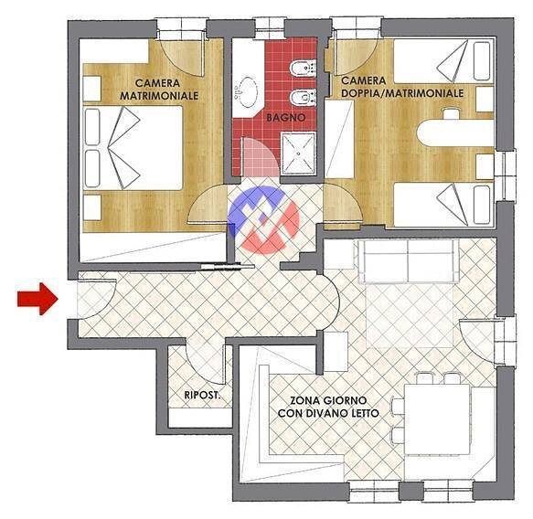 Foto 9 - Trilocale Via Ferruccio Serafini
 
30, Falcade - planimetria 1