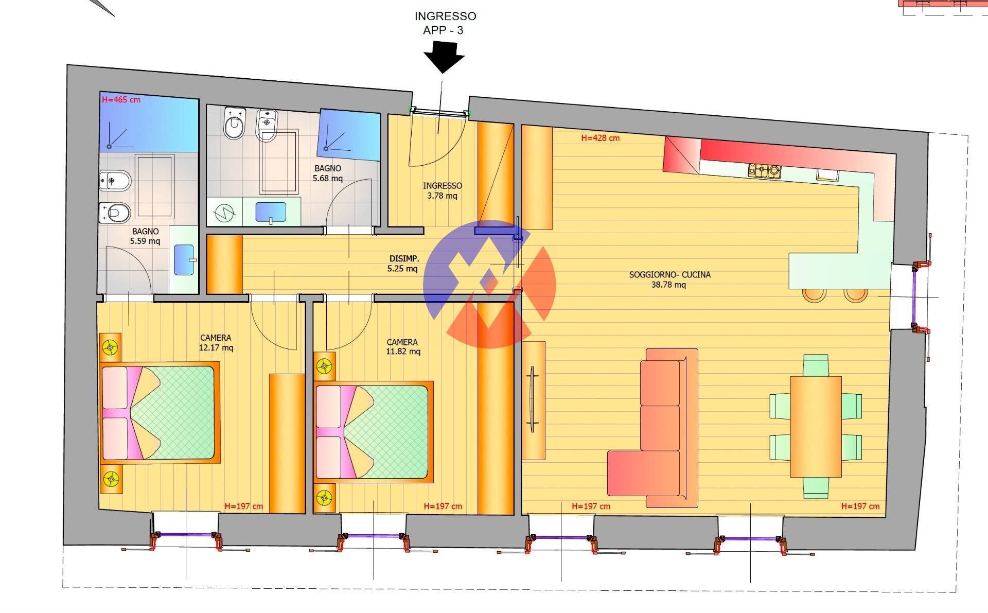 Foto 13 - Trilocale Strada de Fachin
 
19, Moena - planimetria 1