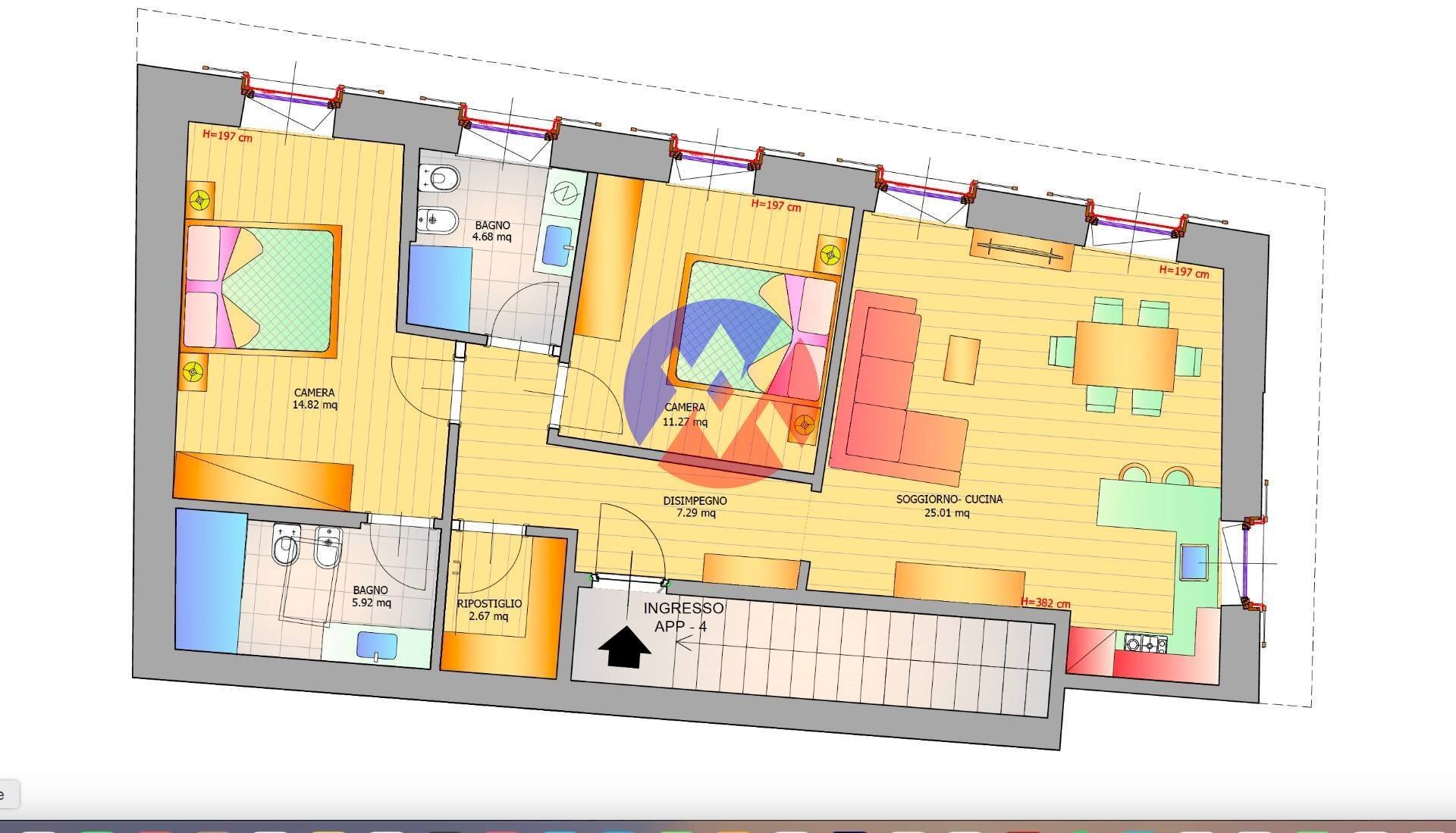 Foto 22 - Trilocale Strada de Fachin
 
19, Moena - planimetria 1
