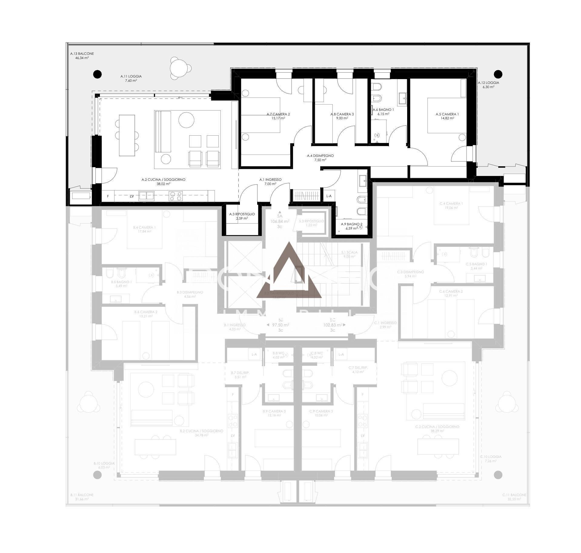 Foto 21 - Four-room apartment VIALE EUROPA, Castelfranco Veneto - floor plans 1