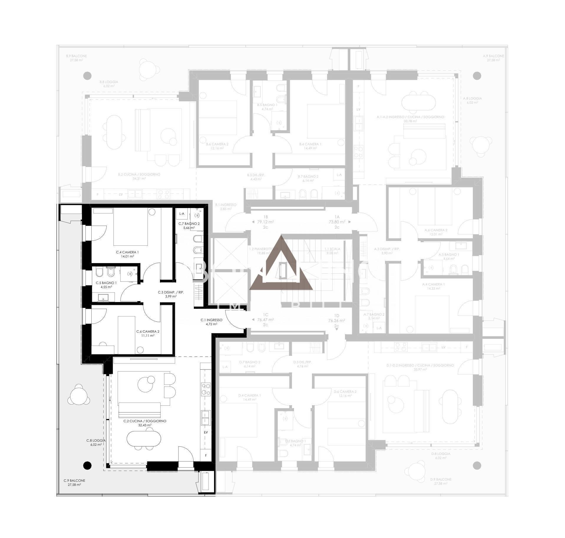 Foto 21 - Trilocale VIALE EUROPA, Castelfranco Veneto - planimetria 1