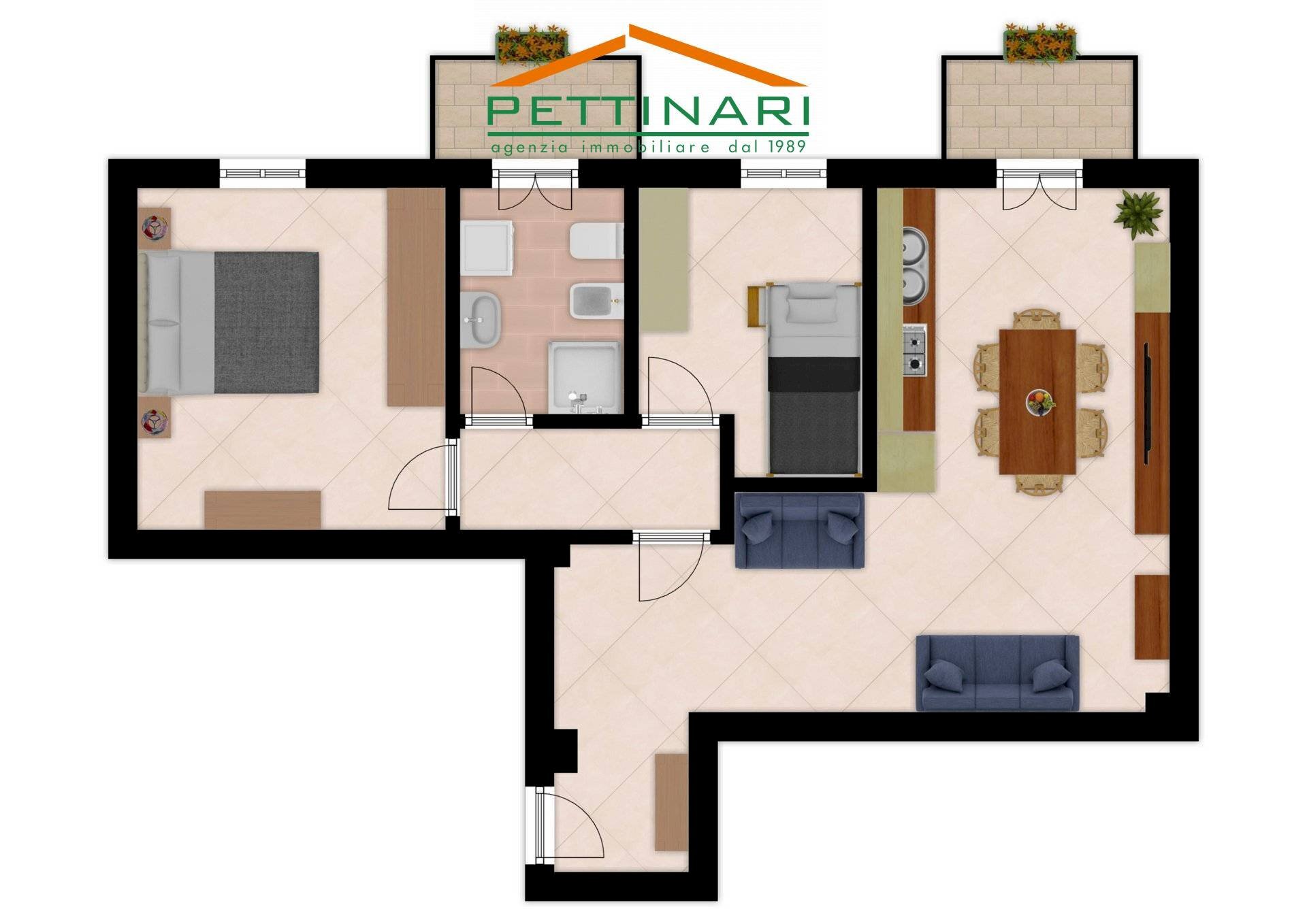 Foto 2 - Trilocale piazza del Borgo, Porto Recanati - planimetria 1