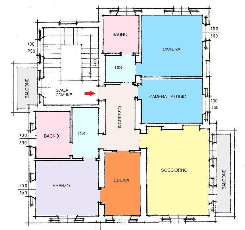 Foto 3 - Four-room apartment Via Zara
 
1, Fagnano Olona - floor plans 1