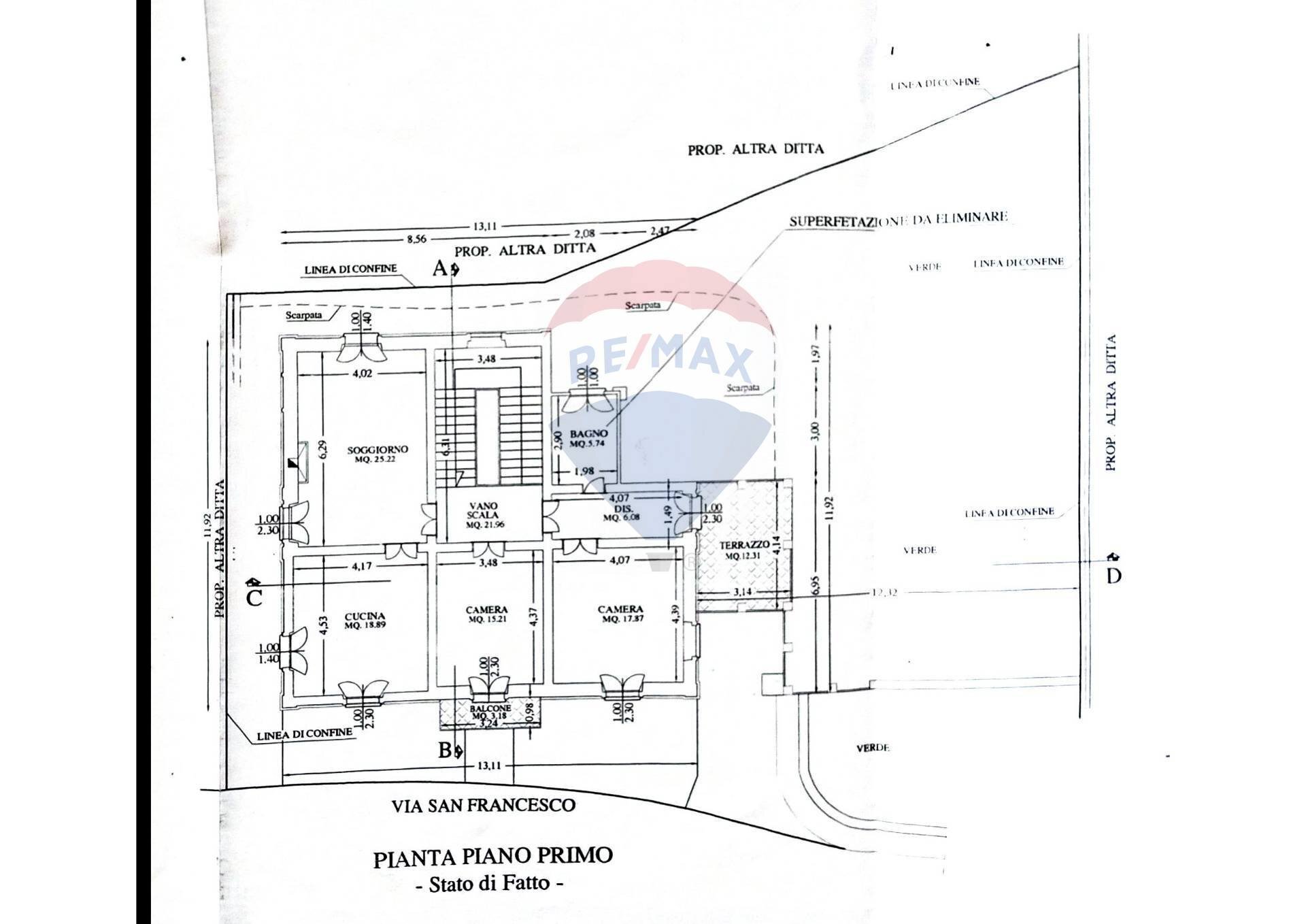 PLANIMETRIA STATO DI FATTO - Independent house Via Vittorio Emanuele II
 
25, Montesilvano - floor plans 1