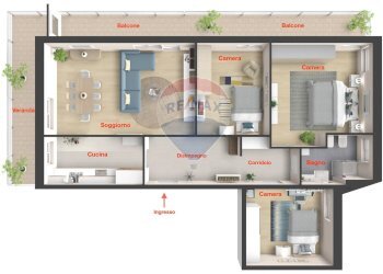 Pianta 3D - Appartamento Via Della Riviera
 
211, Pescara - foto 4