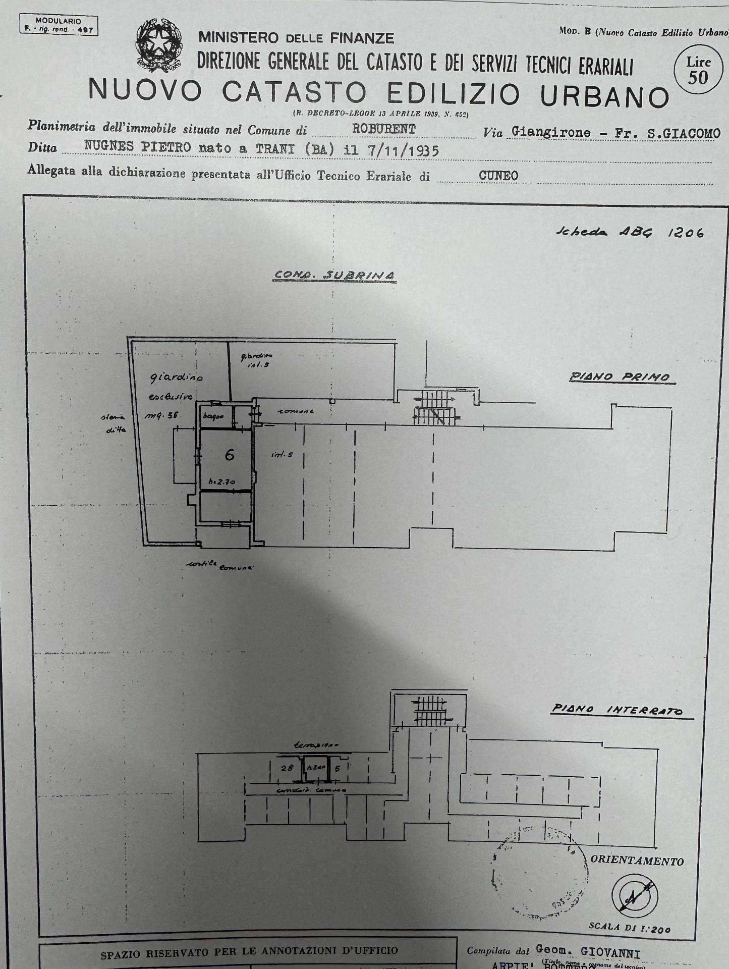 planimetria - Bilocale Via Giangirone
 
32, Roburent - planimetria 1