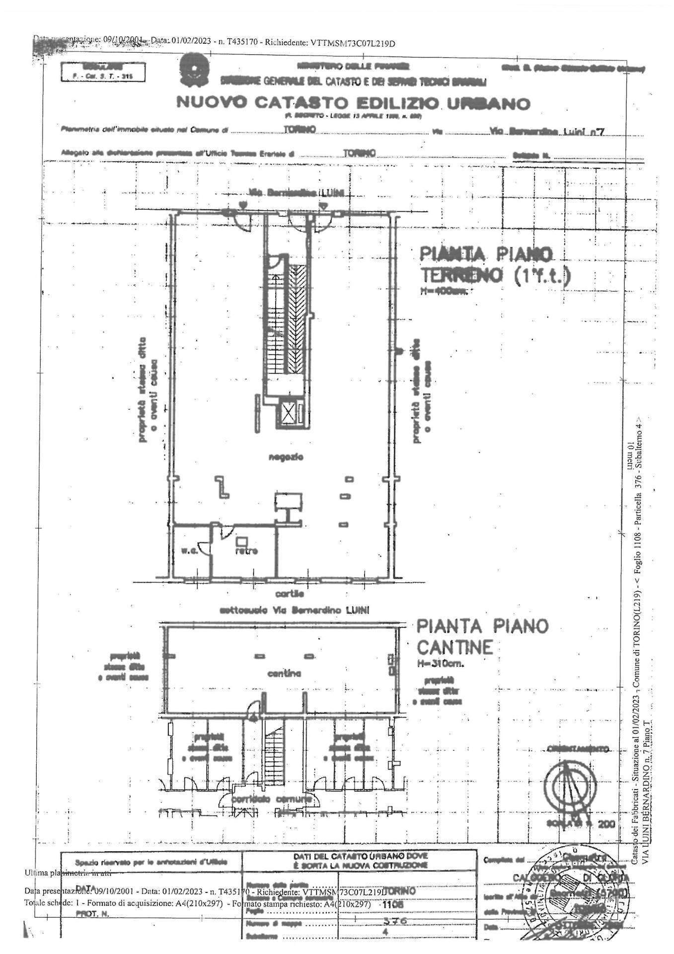 Foto 2 - Locale Commerciale Via Bernardino Luini
 
7/B, Torino - planimetria 1