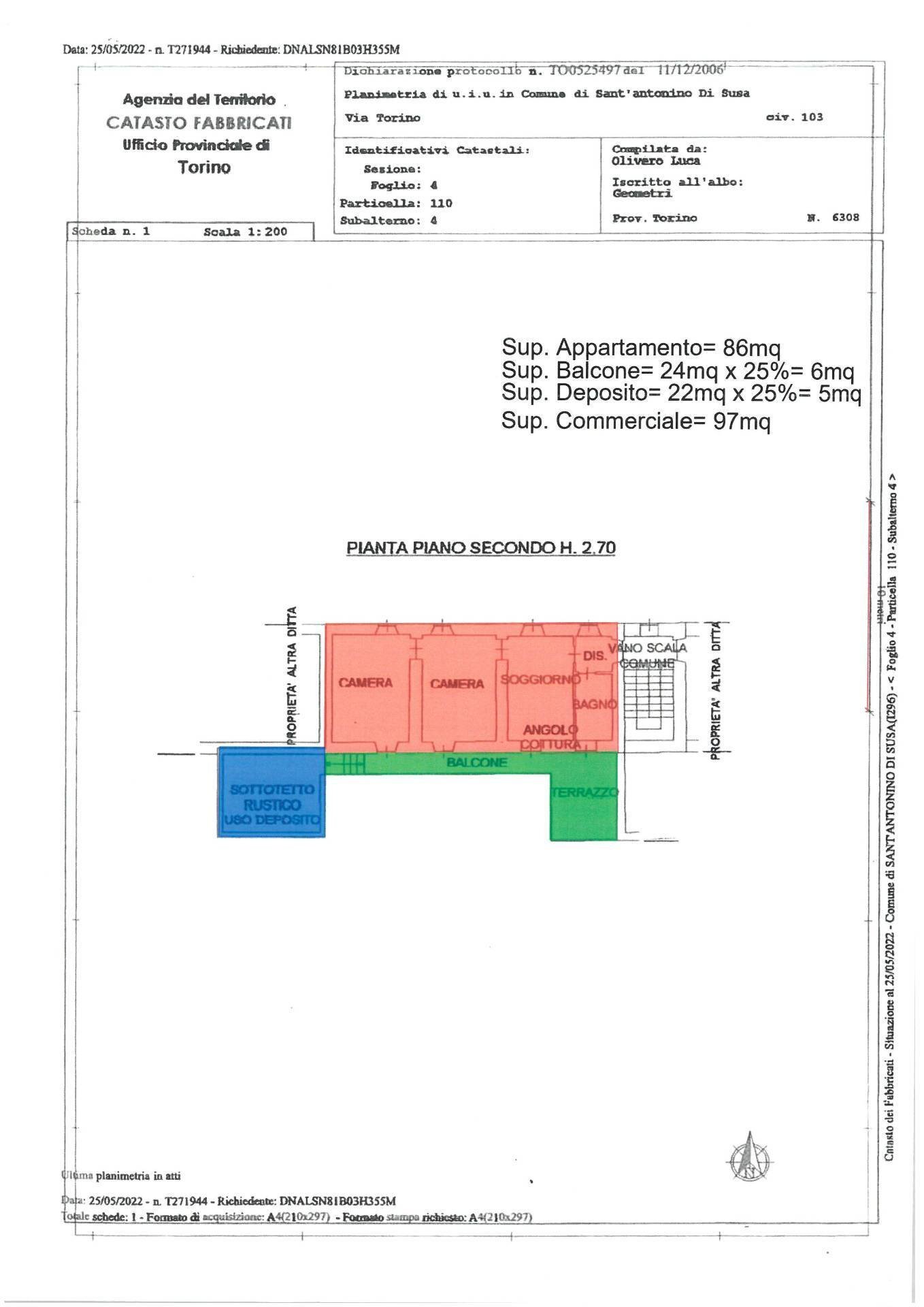 Foto 27 - Trilocale Via Torino
 
103, Sant'Antonino di Susa - planimetria 1