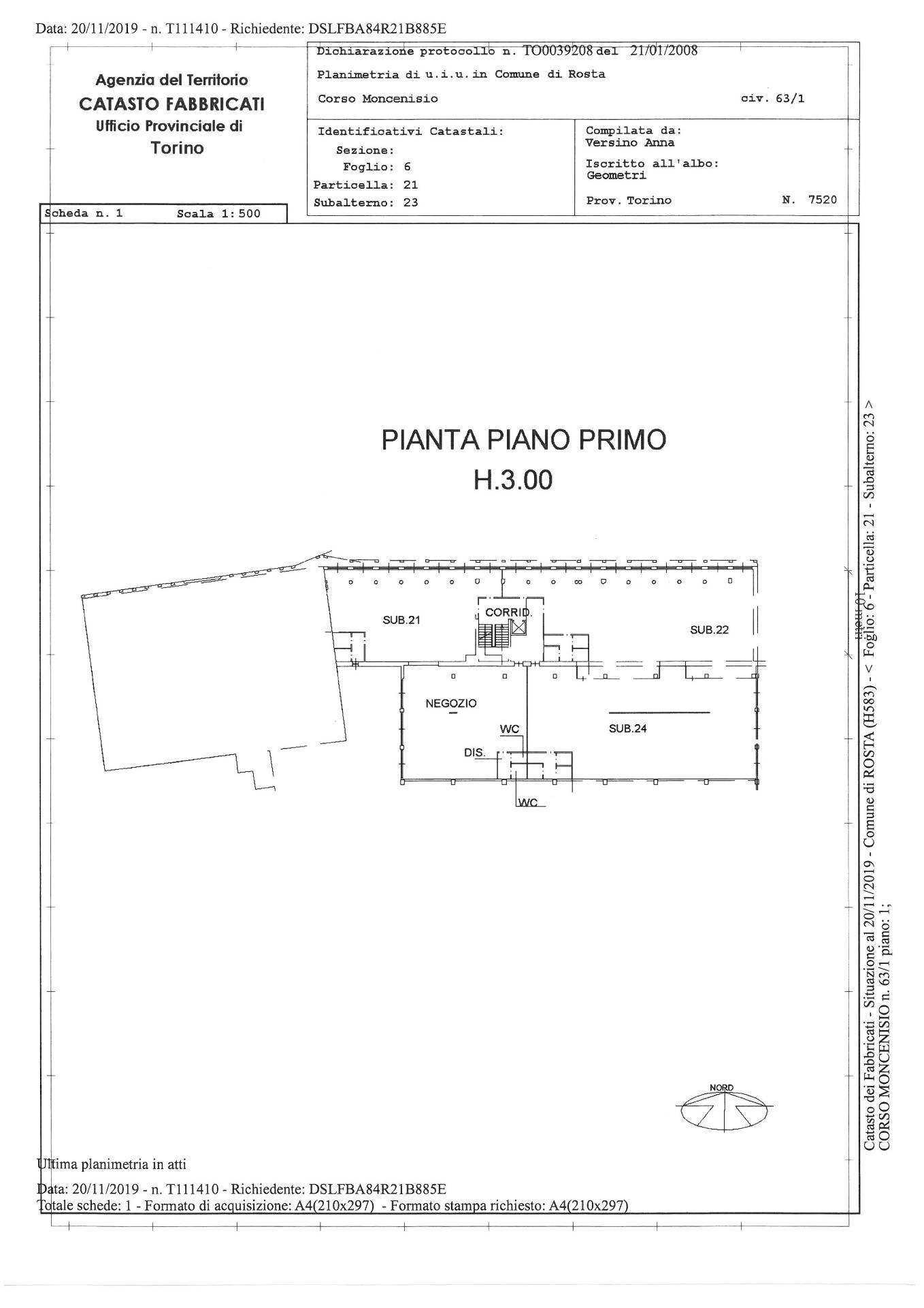 Foto 16 - Ufficio CORSO MONCENISIO
 
63, Rosta - planimetria 1