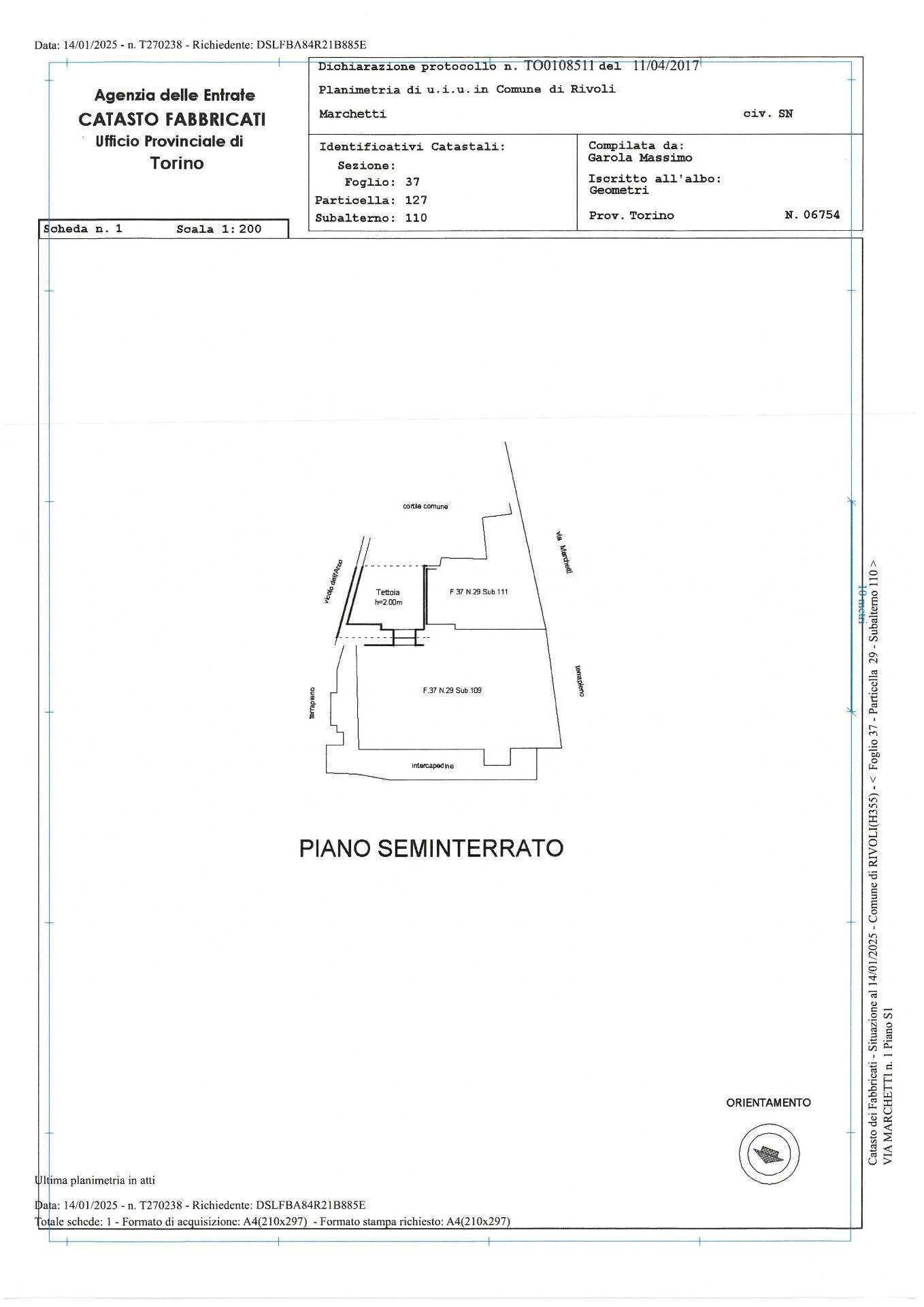 Foto 74 - Casa indipendente via Al Castello
 
29, Rivoli - planimetria 1