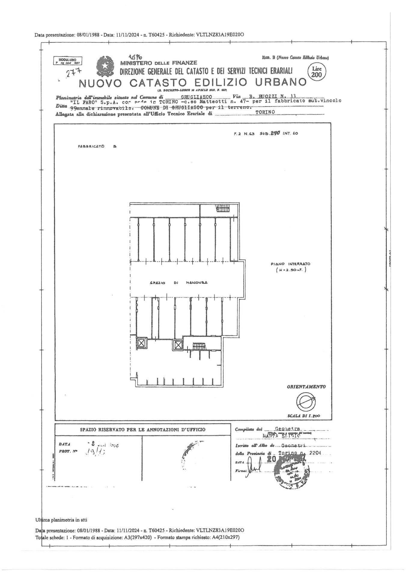 Foto 9 - Box VIA CLN
 
39, Grugliasco - planimetria 1