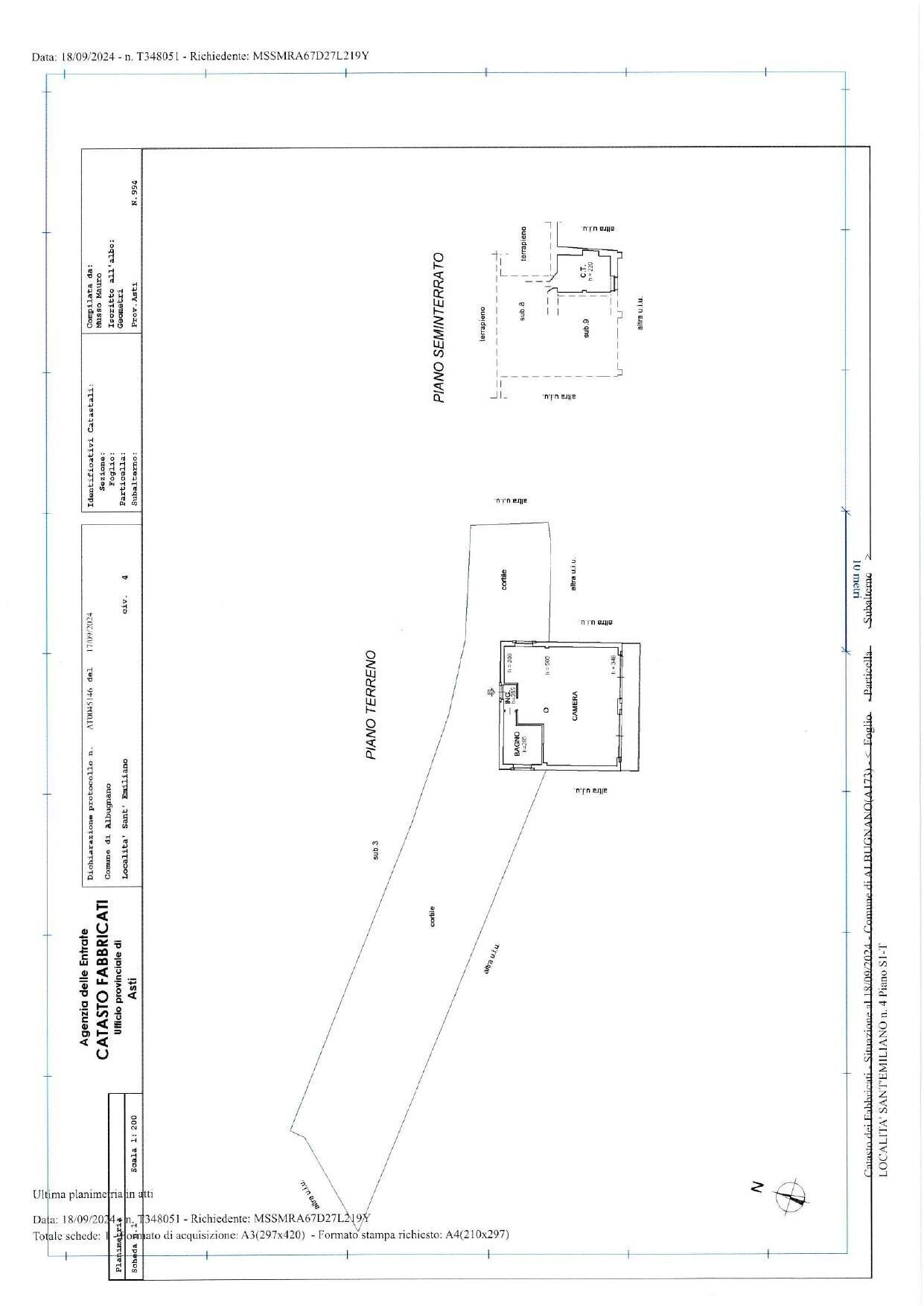 Foto 15 - Rustico Località Sant'Emiliano - Frazione Cavani, Albugnano - planimetria 1