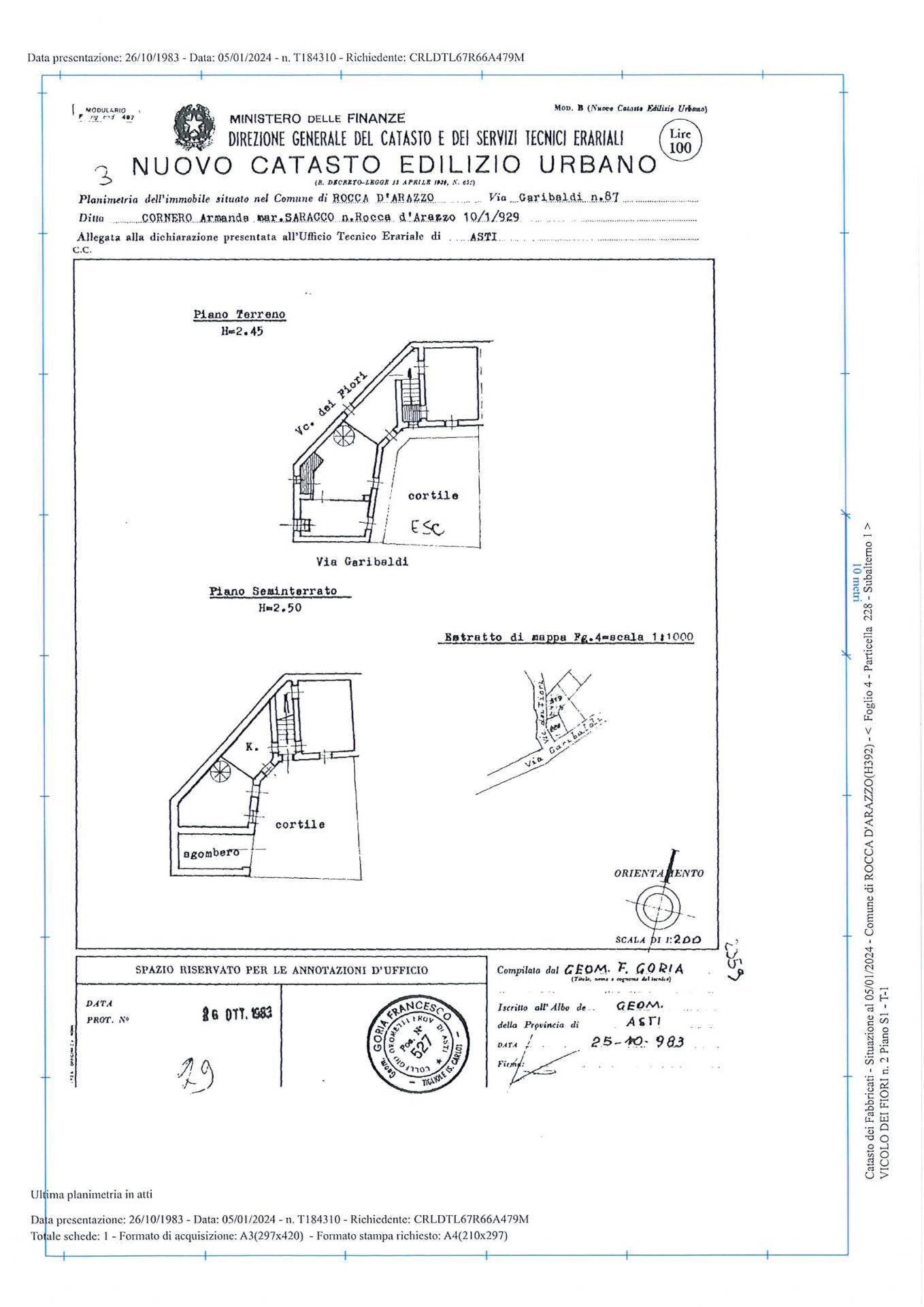 Foto 18 - Casa indipendente Via Garibaldi angolo Vicolo dei Fiori, Rocca d'Arazzo - planimetria 1