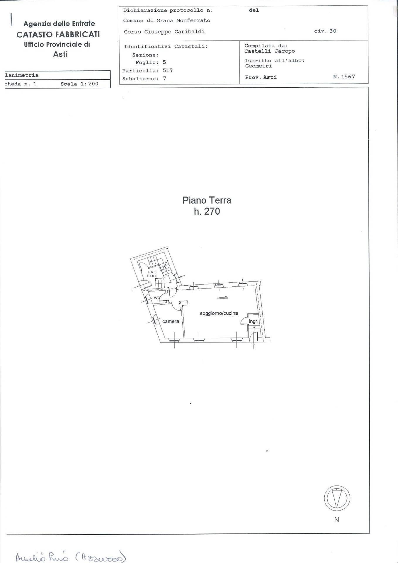 Planimetria unità 1 - Casa indipendente Corso Garibaldi
 
30, Grana Monferrato - planimetria 1