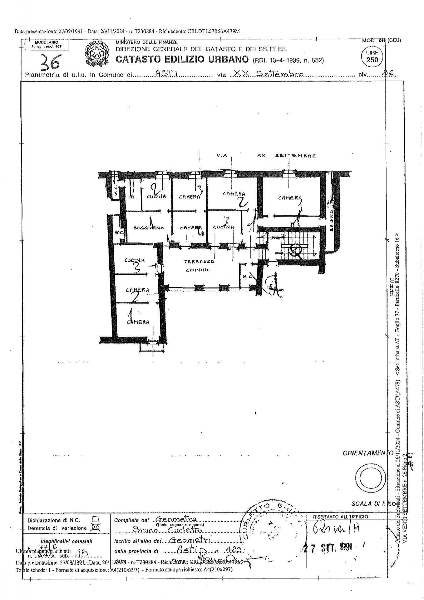 Foto 34 - Appartamento via Venti Settembre
 
66, Asti - planimetria 1