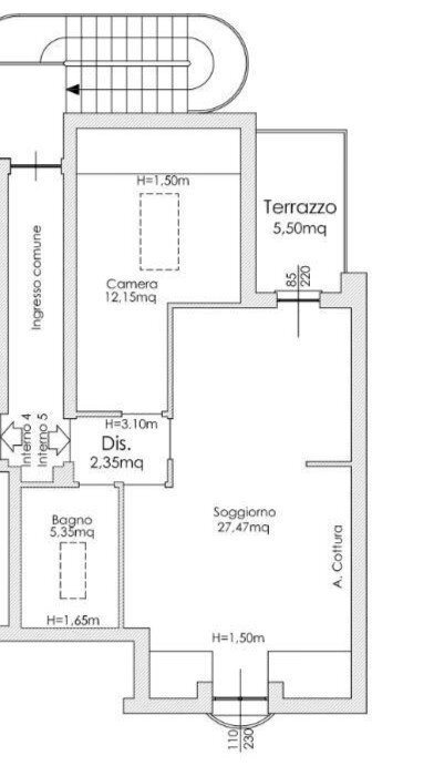 Foto 43 - Bilocale Via Piave
 
56, Pietra Ligure - planimetria 1