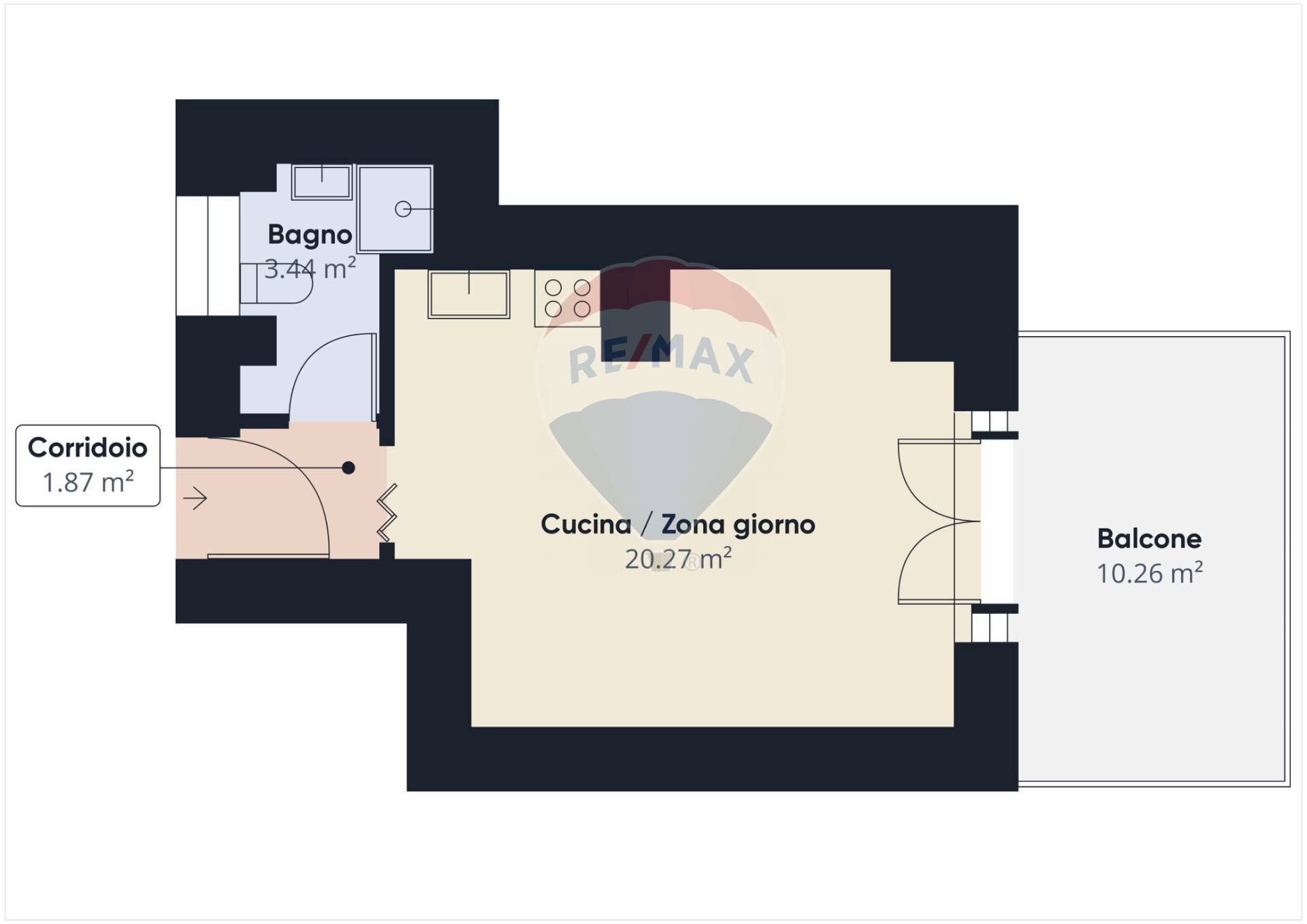 Pianta 2D - One-room apartment Formello - floor plans 1