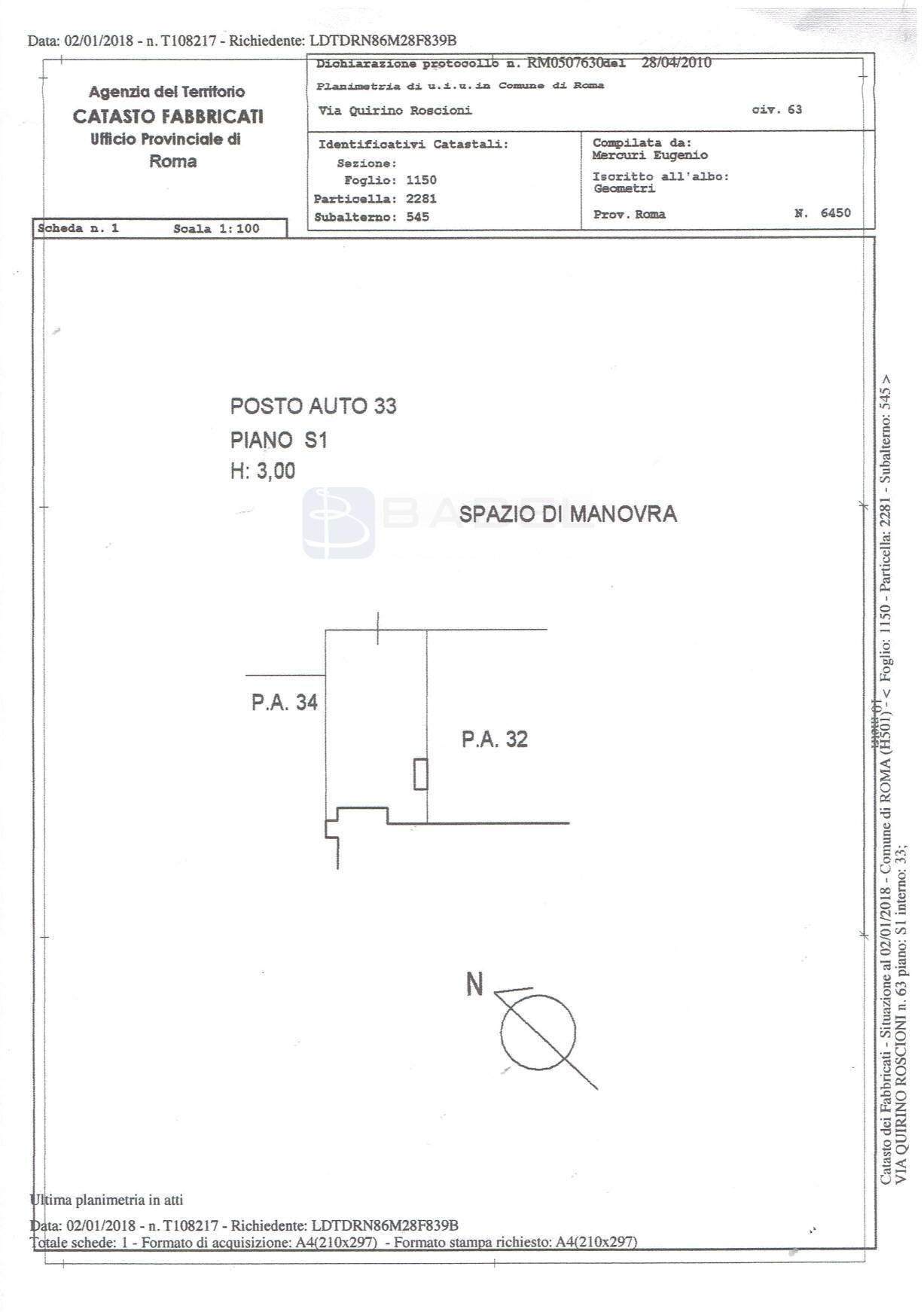 Foto 10 - Box Via Quirino Roscioni
 
63, Roma - planimetria 1
