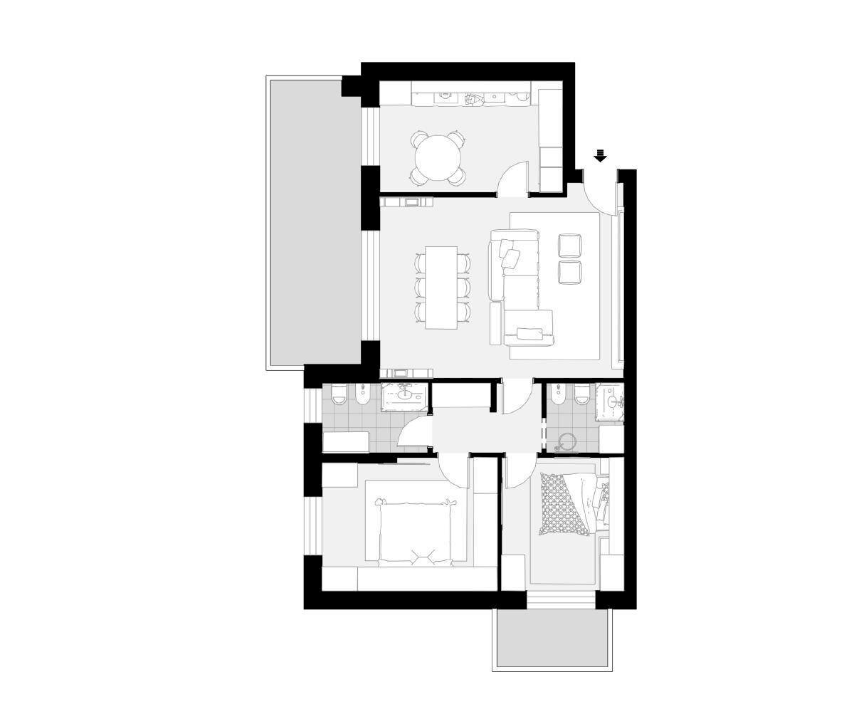 Foto 15 - Trilocale VIA RESPIGHI
 
29, Gorgonzola - planimetria 1