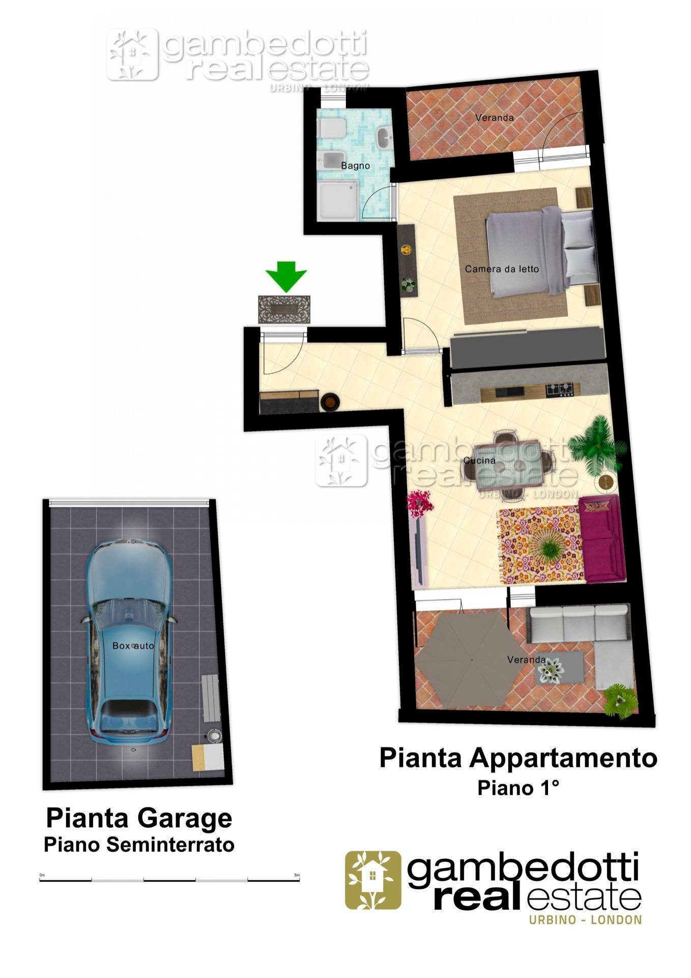 Pianta Appartamento e Garage - Appartamento Urbino - planimetria 1