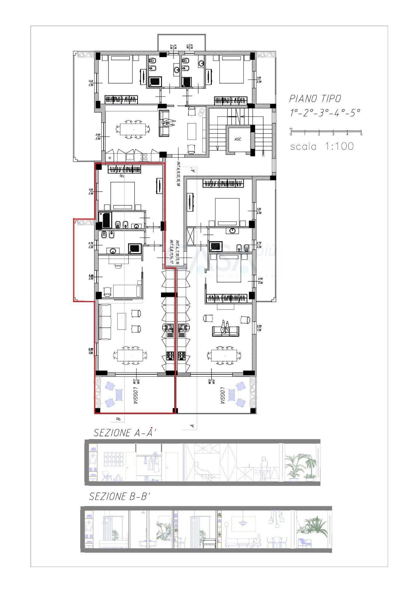 Foto 3 - Three-room apartment Viale Rinascimento, San Benedetto del Tronto - floor plans 1