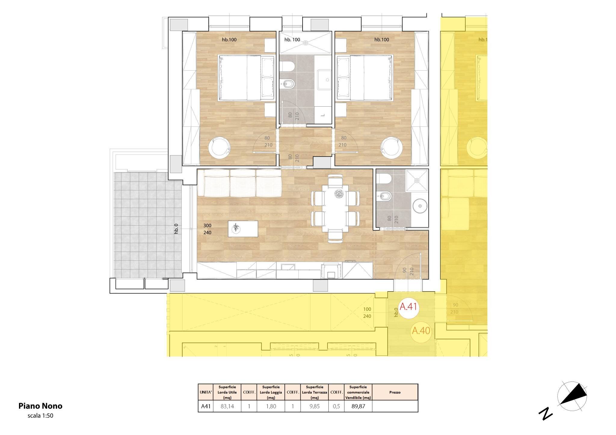 Trilocale via Giuseppe Rivani, 39, Bologna (zona Mazzini) - planimetria 1