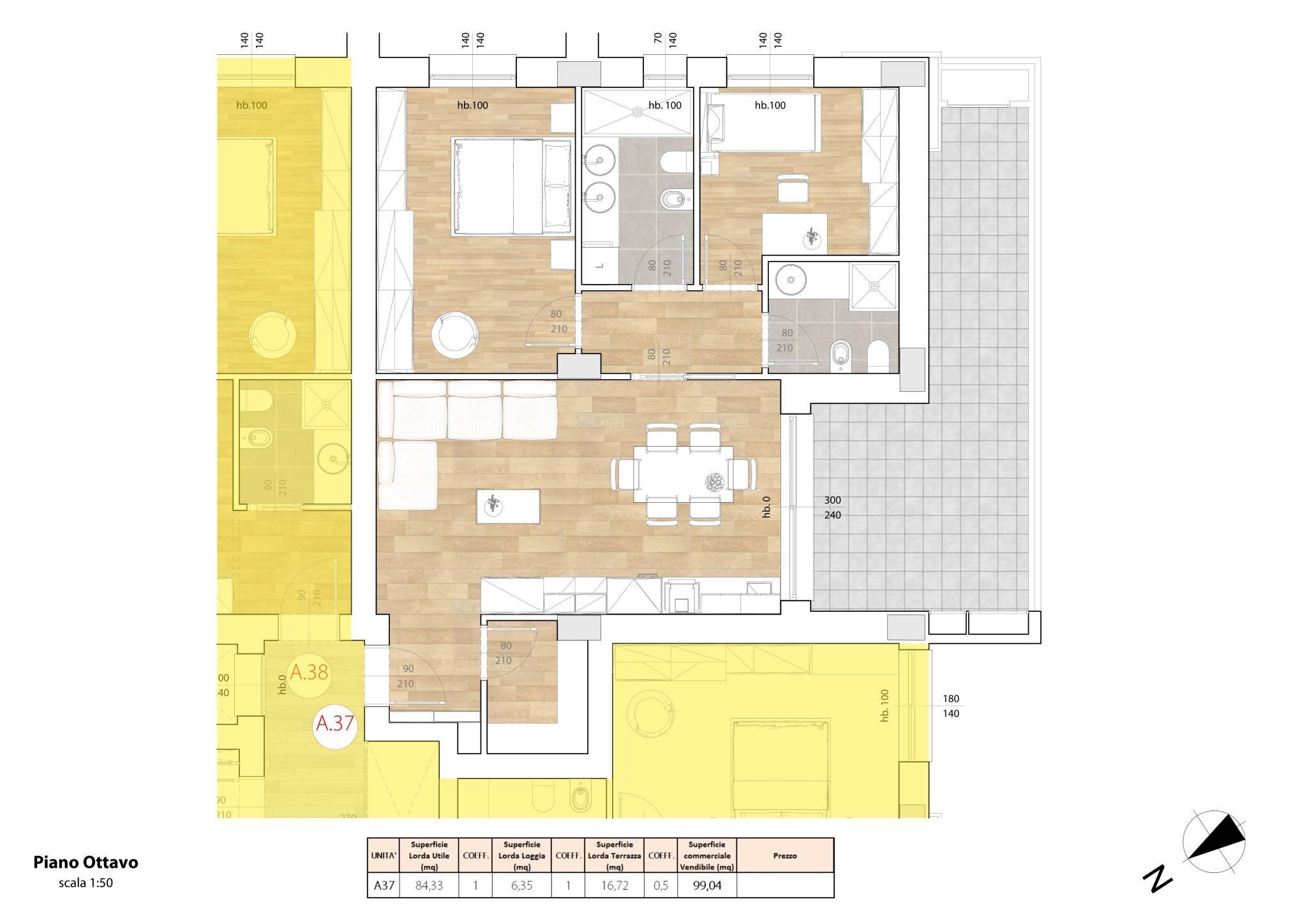 Trilocale via Giuseppe Rivani, 39, Bologna (zona Mazzini) - planimetria 1