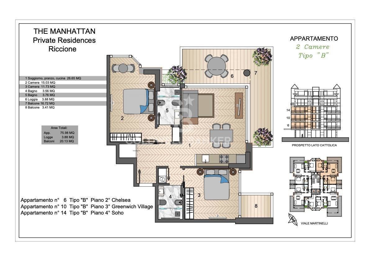 Foto 4 - Three-room apartment Viale Martinelli, Riccione - floor plans 1